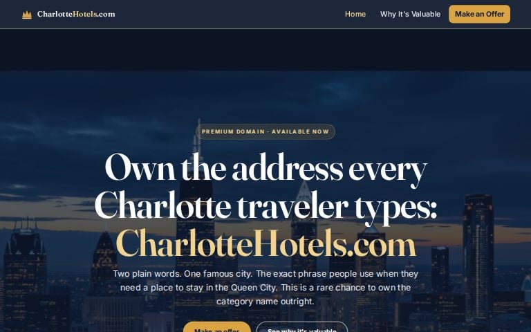 CharlotteHotels.com home page, made with az.ai